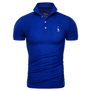 Dropshipping 2019 New Polo Shirt Men Solid Casual Cotton Polo Giraffe Men Slim Fit Embroidery Short Sleeve Men's Polo 10 Colors