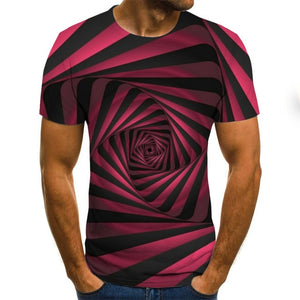 Three-dimensional vortex Men Tshirt 3D Printed Summer O-Neck Daily Casual Funny T shirt