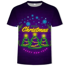 Load image into Gallery viewer, Christmas 3D printing fashion men&#39;s and women&#39;s short-sleeved T-shirt soft material outdoor casual loose men&#39;s T-shirt