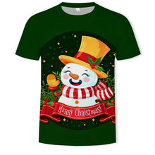 Load image into Gallery viewer, Christmas 3D printing fashion men&#39;s and women&#39;s short-sleeved T-shirt soft material outdoor casual loose men&#39;s T-shirt
