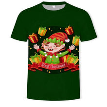 Load image into Gallery viewer, Christmas 3D printing fashion men&#39;s and women&#39;s short-sleeved T-shirt soft material outdoor casual loose men&#39;s T-shirt