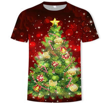 Load image into Gallery viewer, Christmas 3D printing fashion men&#39;s and women&#39;s short-sleeved T-shirt soft material outdoor casual loose men&#39;s T-shirt
