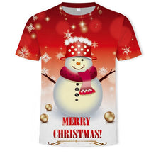 Load image into Gallery viewer, Christmas 3D printing fashion men&#39;s and women&#39;s short-sleeved T-shirt soft material outdoor casual loose men&#39;s T-shirt