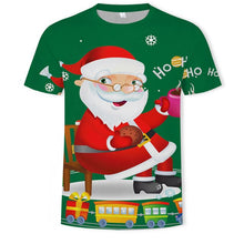 Load image into Gallery viewer, Christmas 3D printing fashion men&#39;s and women&#39;s short-sleeved T-shirt soft material outdoor casual loose men&#39;s T-shirt