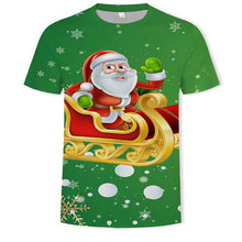 Load image into Gallery viewer, Christmas 3D printing fashion men&#39;s and women&#39;s short-sleeved T-shirt soft material outdoor casual loose men&#39;s T-shirt