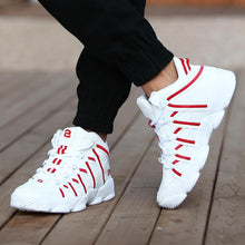 Load image into Gallery viewer, Large Size PU Leather Men&#39;s Running Shoes Men&#39;s White Sports Shoes Women Sport Shoes for Men Sneakers Red Basket Walk GME-0105