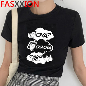 Oya Oya Oya Haikyuu T Shirt Men Kuroo Anime Shirt Fly High Graphic Tees Cool Karasuno Japanese Cartoon T-shirt Tops Unisex Male