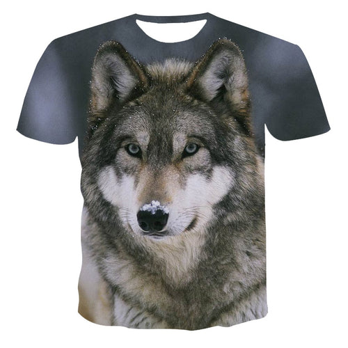 2020 Summer NewFunny 3d T Shirt Summer Hipster Short Sleeve Tee Tops A Wolf in the snow T-Shirts Short sleeve tops