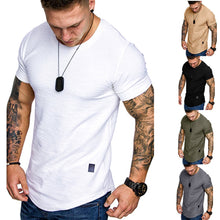 Load image into Gallery viewer, New Men&#39;s T-shirt Slim Fit O-neck Short Sleeve Muscle Fitness Casual Hip Hop Cotton Top Summer Fashion Basic T-shirt Large Size