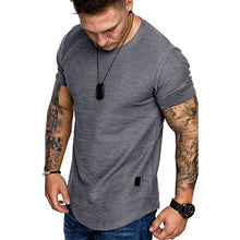 Load image into Gallery viewer, New Men&#39;s T-shirt Slim Fit O-neck Short Sleeve Muscle Fitness Casual Hip Hop Cotton Top Summer Fashion Basic T-shirt Large Size