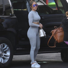 Load image into Gallery viewer, Two Piece Sets Women Solid Autumn Tracksuits High Waist Stretchy Sportswear Hot Crop Tops And Leggings Matching Outfits