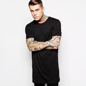 2021 Brand New Clothing Mens Black Mens Long T shirt Tops Hip Hop Man T-shirt Short Sleeve Casual Men Tee shirts For Male