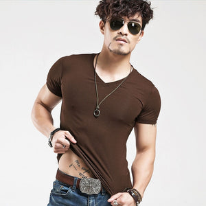 2021 Brand New Men T Shirt Tops V neck Short Sleeve Tees Men's Fashion Fitness Hot T-shirt For Male Free Shipping Size 5XL