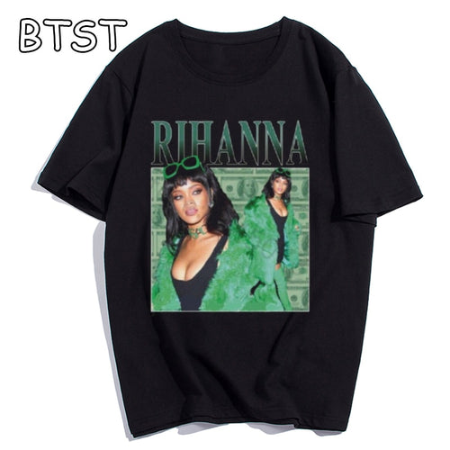 Summer Fashion T Shirts Rihanna Harajuku Men T Shirt Cotton Funny Oversized T Shirt Boyfriend Gift Black XS To 3XL Streetwear