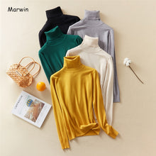 Load image into Gallery viewer, Marwin New-Coming Autumn Winter Tops Solid Turn-Down Collar Pullovers Female Thick Turtleneck Knitted High Street  Women Sweater