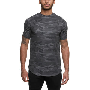 2021 Camo Sport Shirt Men Short Sleeve Workout Gym TShirt Men Compression Slim Fit Running Tshirt Men Fitness Tops Sport T Shirt
