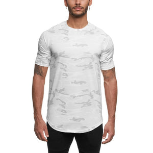 2021 Camo Sport Shirt Men Short Sleeve Workout Gym TShirt Men Compression Slim Fit Running Tshirt Men Fitness Tops Sport T Shirt