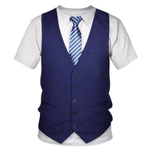 Load image into Gallery viewer, Funny Fake Suit 3D T shirt Tuxedo Bow Tie 3D Printed T shirts Men Summer Fashion Short Sleeve Streetwear Fake Suit Vest Tshirt