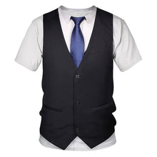 Load image into Gallery viewer, Funny Fake Suit 3D T shirt Tuxedo Bow Tie 3D Printed T shirts Men Summer Fashion Short Sleeve Streetwear Fake Suit Vest Tshirt