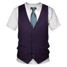 Load image into Gallery viewer, Funny Fake Suit 3D T shirt Tuxedo Bow Tie 3D Printed T shirts Men Summer Fashion Short Sleeve Streetwear Fake Suit Vest Tshirt