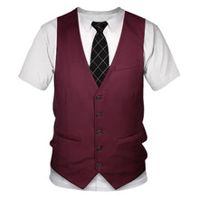 Load image into Gallery viewer, Funny Fake Suit 3D T shirt Tuxedo Bow Tie 3D Printed T shirts Men Summer Fashion Short Sleeve Streetwear Fake Suit Vest Tshirt