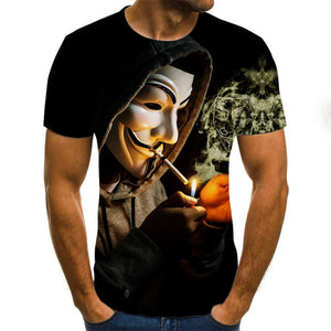 2021 New Clown T-shirt Men's Clown Face Tops Funny Clown Shirt Round Neck Fashion Streetwear 3D Clown Short Sleeve Sleeve Style