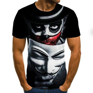 2021 New Clown T-shirt Men's Clown Face Tops Funny Clown Shirt Round Neck Fashion Streetwear 3D Clown Short Sleeve Sleeve Style