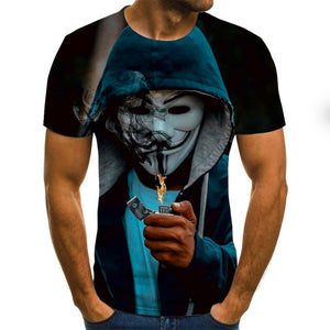 2021 New Clown T-shirt Men's Clown Face Tops Funny Clown Shirt Round Neck Fashion Streetwear 3D Clown Short Sleeve Sleeve Style