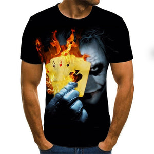 2021 New Clown T-shirt Men's Clown Face Tops Funny Clown Shirt Round Neck Fashion Streetwear 3D Clown Short Sleeve Sleeve Style