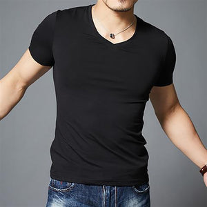 2021 New Tops Men T Shirt Fitness T-shirts Mens V neck Man T-shirt For Male Tshirts M-4XL Plue Size B0667