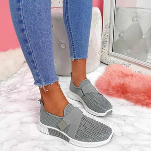 Women Casual Shoes Spring Crystal Solid Female Mesh Sneakers Casual Flat Shoes Women Flats Ladies Sport Shoes White