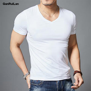 2021 New Top Tees Man T Shirt Fitness T-shirts Mens V neck Man T-shirt For Male Tshirts M-4XL Plus size B0667