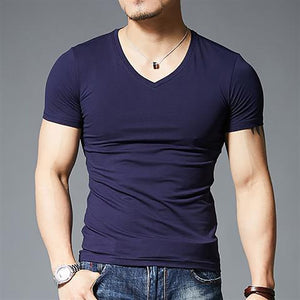 2021 New Top Tees Man T Shirt Fitness T-shirts Mens V neck Man T-shirt For Male Tshirts M-4XL Plus size B0667