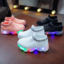 Load image into Gallery viewer, Kids Sneakers Children Baby Girls Boys Letter Mesh Led Luminous Socks Sport Run Sneakers Shoes Sapato Infantil Light Up Shoes