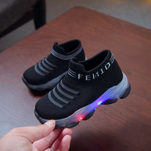 Load image into Gallery viewer, Kids Sneakers Children Baby Girls Boys Letter Mesh Led Luminous Socks Sport Run Sneakers Shoes Sapato Infantil Light Up Shoes