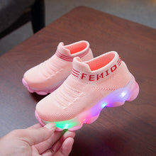 Load image into Gallery viewer, Kids Sneakers Children Baby Girls Boys Letter Mesh Led Luminous Socks Sport Run Sneakers Shoes Sapato Infantil Light Up Shoes