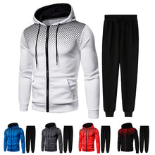 Load image into Gallery viewer, Men Gradient Zip Cardigan Suit Tracksuits Spring Autumn Hoodie Jogging Trousers Fitness Casual Clothing Sportswear Set Plus Size