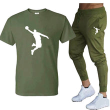 Load image into Gallery viewer, Hot-Selling Summer T-Shirt Pants Set Casual Brand Fitness Jogger Pants T Shirts Hip hop Fashicon Men&#39;sTracksuit