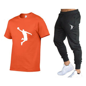 Hot-Selling Summer T-Shirt Pants Set Casual Brand Fitness Jogger Pants T Shirts Hip hop Fashicon Men'sTracksuit