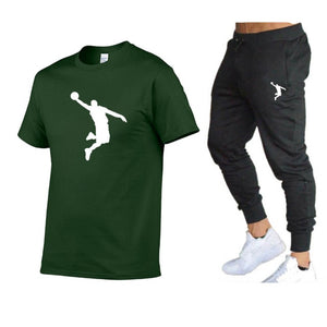 Hot-Selling Summer T-Shirt Pants Set Casual Brand Fitness Jogger Pants T Shirts Hip hop Fashicon Men'sTracksuit