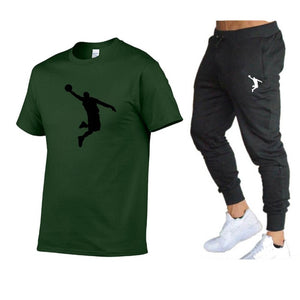 Hot-Selling Summer T-Shirt Pants Set Casual Brand Fitness Jogger Pants T Shirts Hip hop Fashicon Men'sTracksuit