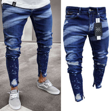 Load image into Gallery viewer, 2021 Brand New Style Stylish Men&#39;s Ripped Skinny Jeans Destroyed Frayed Slim Fit Denim Pants Trousers