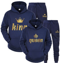 Load image into Gallery viewer, 2021 Fashion Couple Sportwear Set KING or QUEEN Printed Hooded Suits 2PCS Set Hoodie and Pants S-4XL