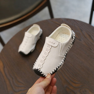 Children England Style Boys Leather Shoes Baby Fashion Sewing Casual Shoes PU Leather Autumn Soft Sole Sneakers Slip On B06061