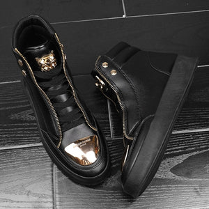 WEH Men Ankle Boots High-cut Sneakers 2021 fashion high top Shoes Leopard Platform Skate Sport Training Shoes Men Casual Shoes