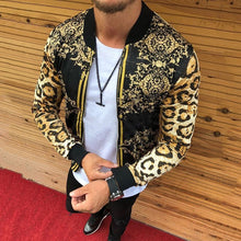 Load image into Gallery viewer, 2021 Men&#39;s Leopard Print Jacket Cardigan Zipper Bomber Spring Male Coats Casual Streetwear Stripe Slim Fit British Style Jackets