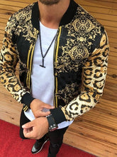 Load image into Gallery viewer, 2021 Men&#39;s Leopard Print Jacket Cardigan Zipper Bomber Spring Male Coats Casual Streetwear Stripe Slim Fit British Style Jackets