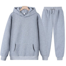 Load image into Gallery viewer, New Men Women Tracksuit Hoodies Casual Solid Color Thick Pullover and Long Pant 2-piece Set Men Autumn Fleece Jogger Sports Suit