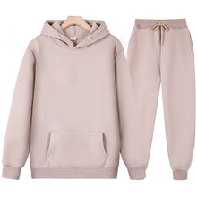 Load image into Gallery viewer, New Men Women Tracksuit Hoodies Casual Solid Color Thick Pullover and Long Pant 2-piece Set Men Autumn Fleece Jogger Sports Suit