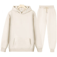 Load image into Gallery viewer, New Men Women Tracksuit Hoodies Casual Solid Color Thick Pullover and Long Pant 2-piece Set Men Autumn Fleece Jogger Sports Suit